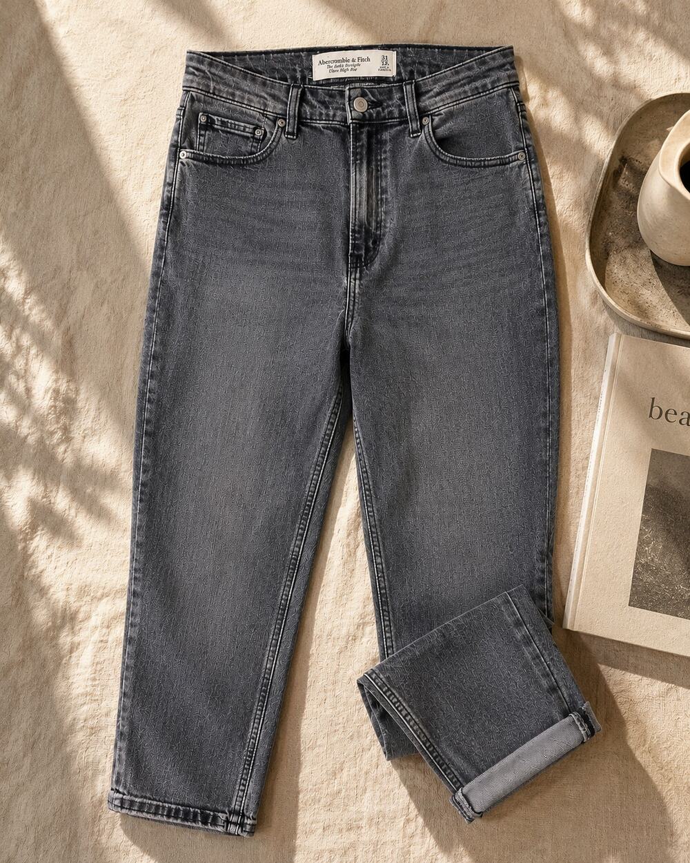 Abercrombie & Fitch Curve Love 31 Ankle Straight Ultra High Rise Gray Jeans